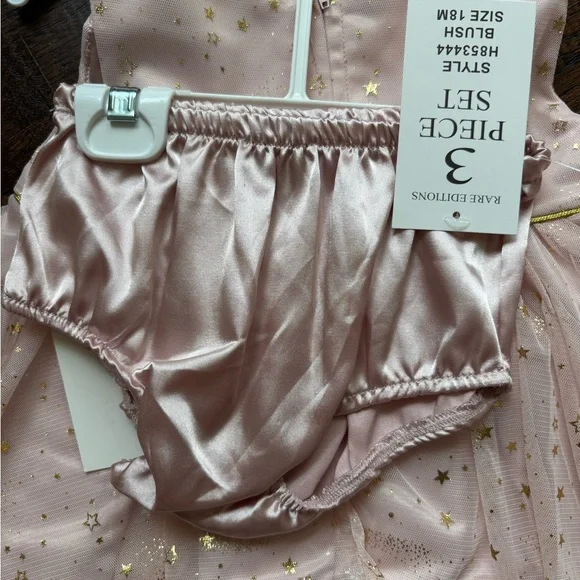 Rare Editions girls formal dress bloomers faux fur shrug 18 months NWT - Picture 3 of 7